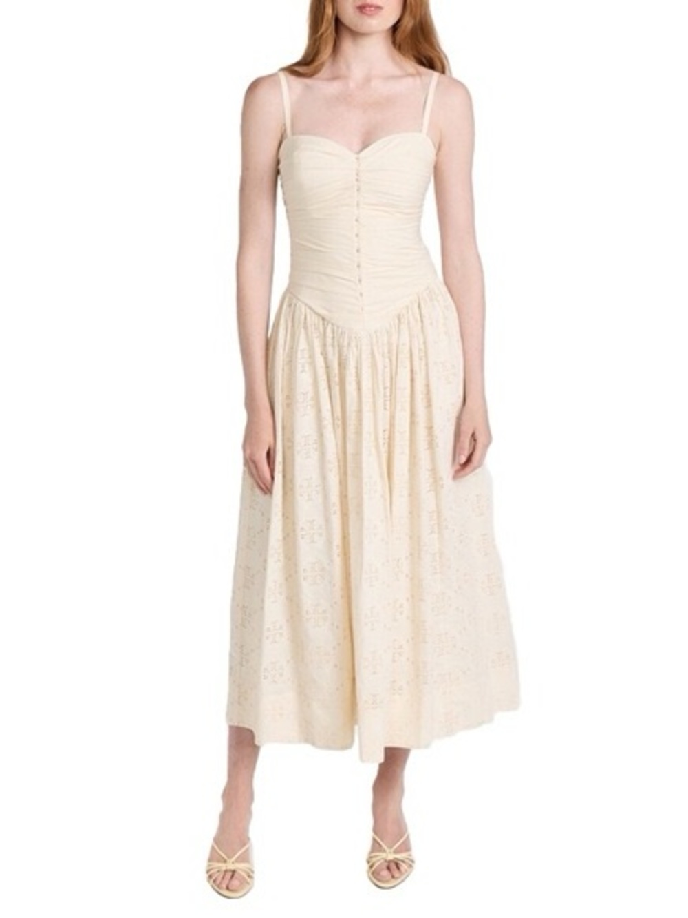 Tory Burch Cotton Eyelet Maxi Dress in Cream Size 4